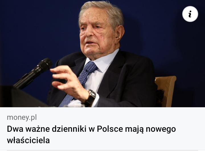 Read more about the article Soros przejmuje kontrolę nad dwoma dziennikami w Polsce