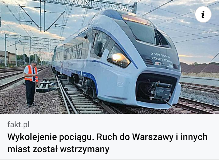Read more about the article Wykolejenie pociągów. Ruch do W-wy wstrzymany