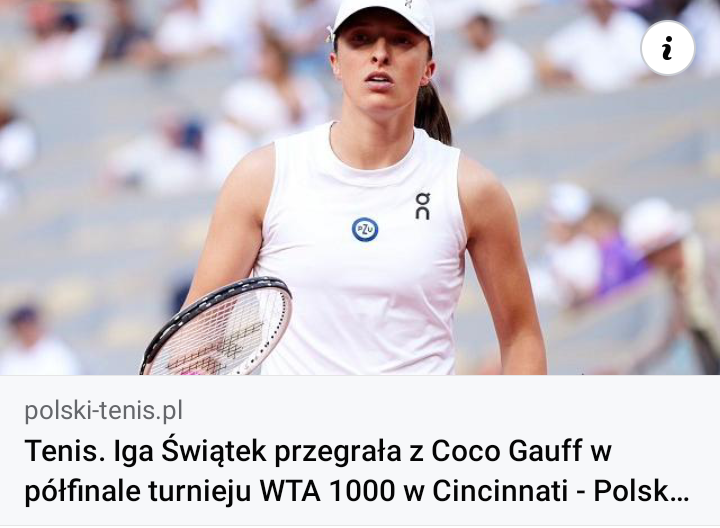 Read more about the article Iga Świątek przegrywa z Coco Gauf w turnieju w Cincinati