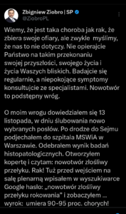 Rak Zbigniewa Ziobro.
https://www.facebook.com/100092964784683/posts/pfbid02owpcPwqzrfb14uyPz8w8DUZnbey9RUmFvEjJWLTXowNDroe5E4MYZ1YDeCWcpJPql/