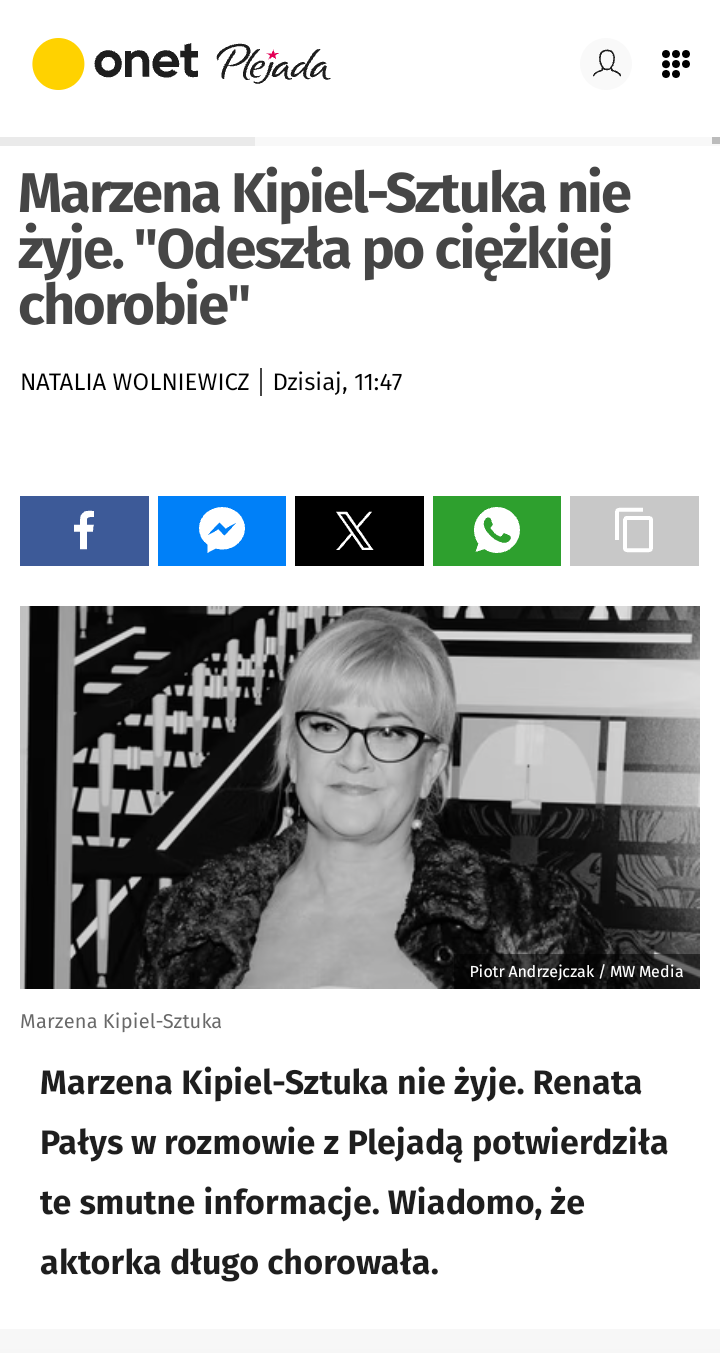 Read more about the article Marzena Kipiel-Sztuka nie żyje