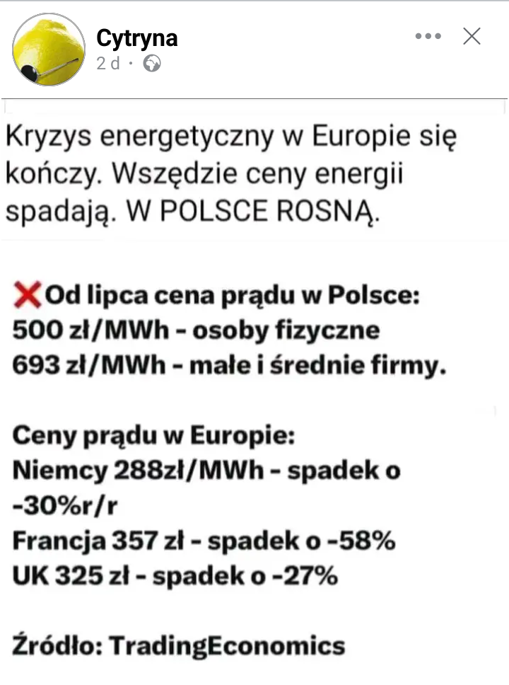 Read more about the article Ceny energii spadają. W Polsce rosną.
