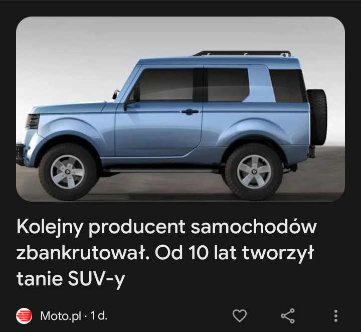 Read more about the article Producent tanich SUVów splajtował