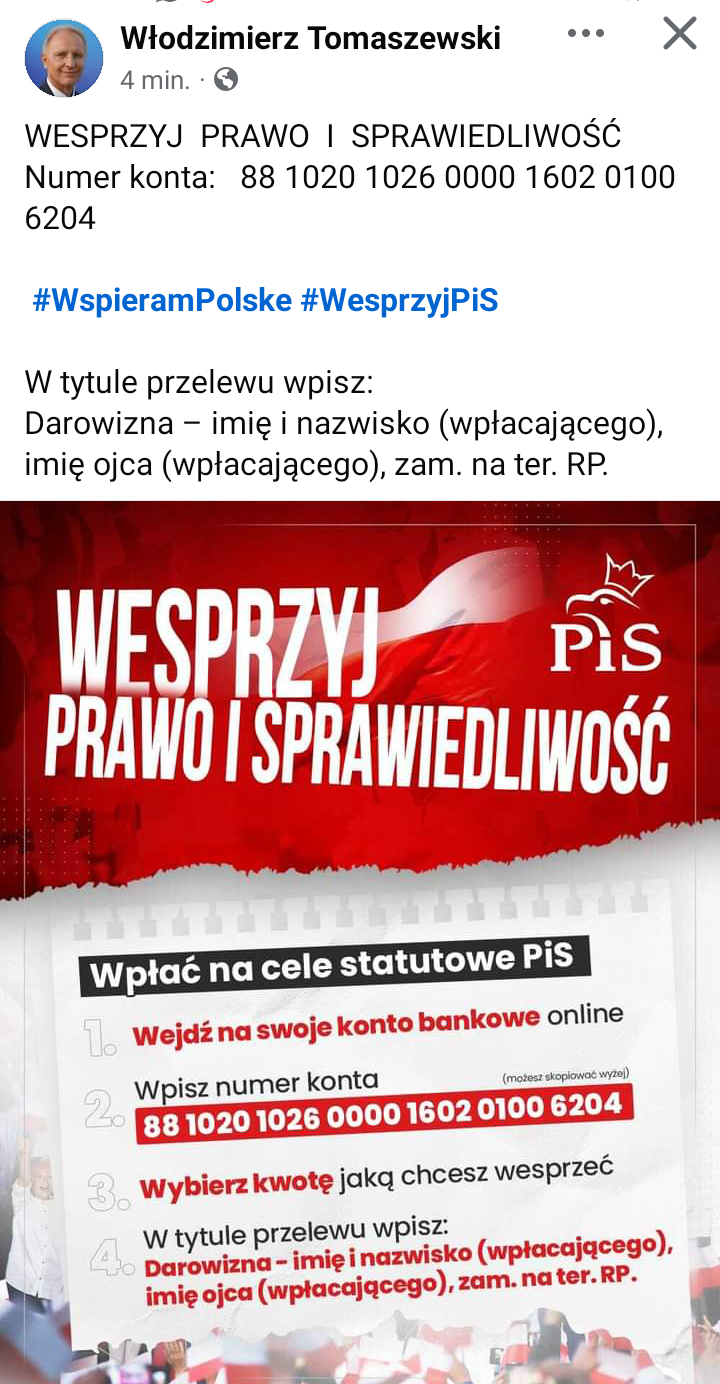 Read more about the article Zanim coś zrobisz dla PiS zapytaj, co PiS zrobił dla Ciebie