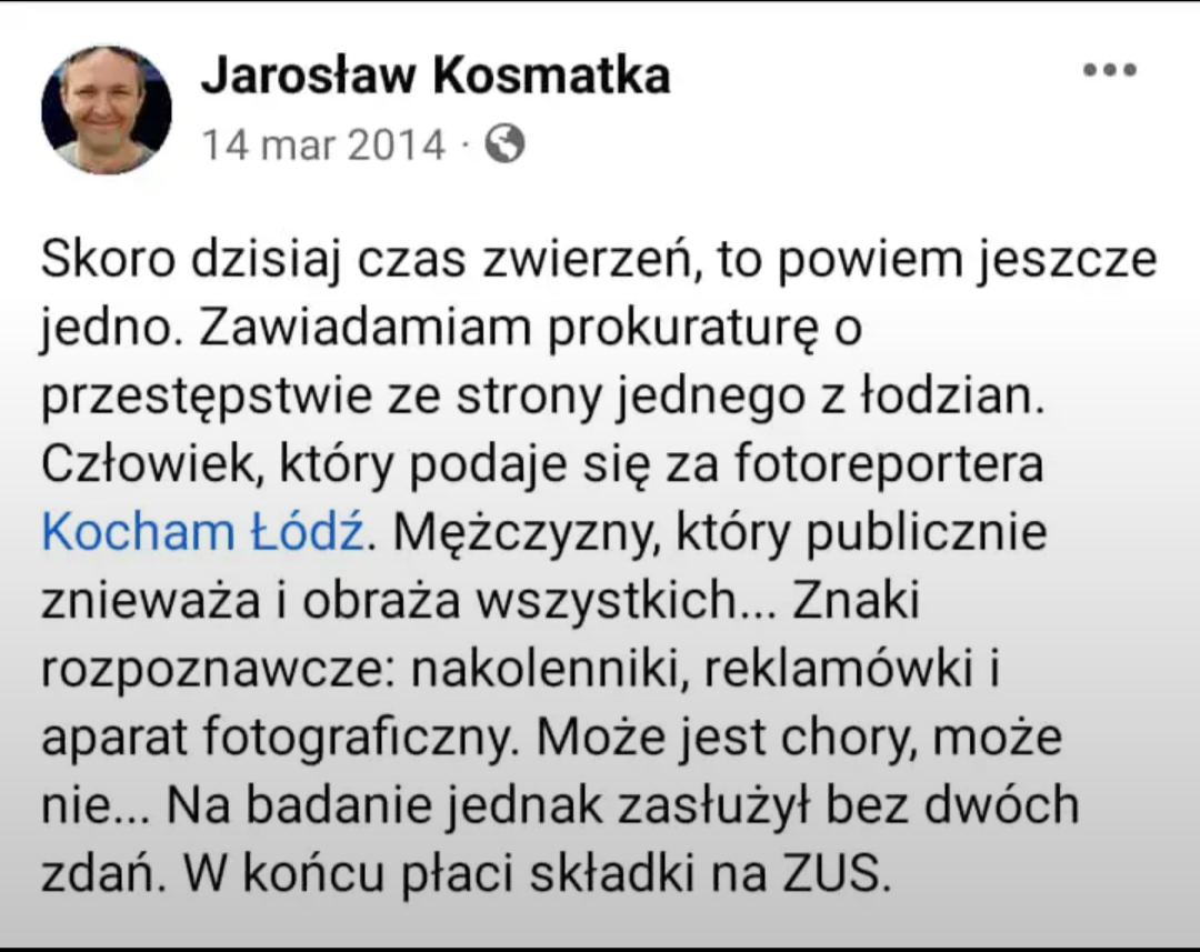 Read more about the article Refleksje zdrowego inaczej fotopstryka -bandyty z “Dziennika Łódzkiego” (obecnie TVP Łódź)