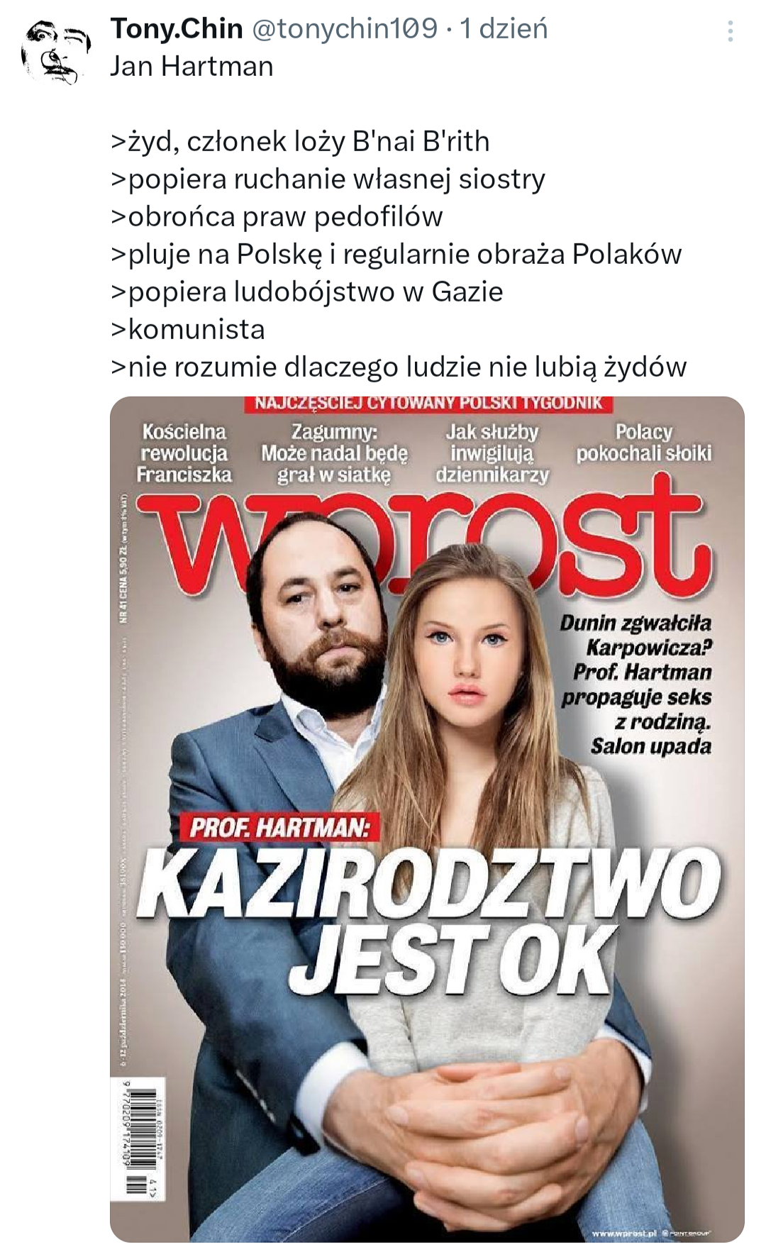 Read more about the article Ręce opadają. Hartman – kazirodztwo