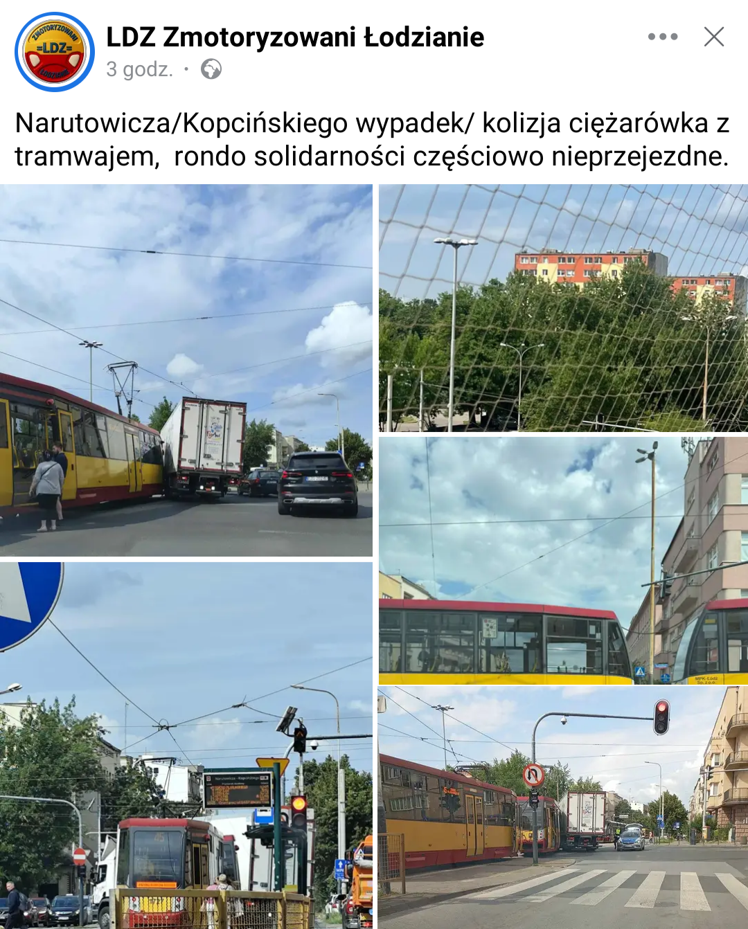 Read more about the article Wykolejenie tramwaju linii 45 na zbiegu Narutowicza i Kopcińskiego