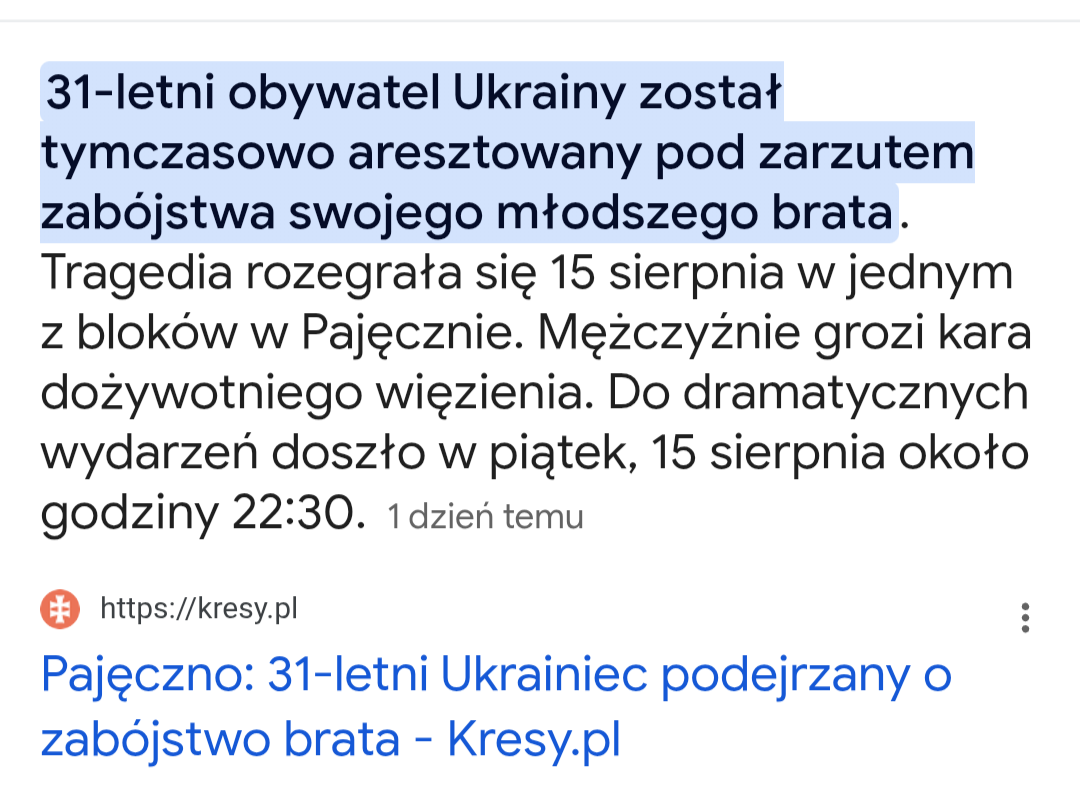 Read more about the article Ukrainiec zabija brata. Pajęczno