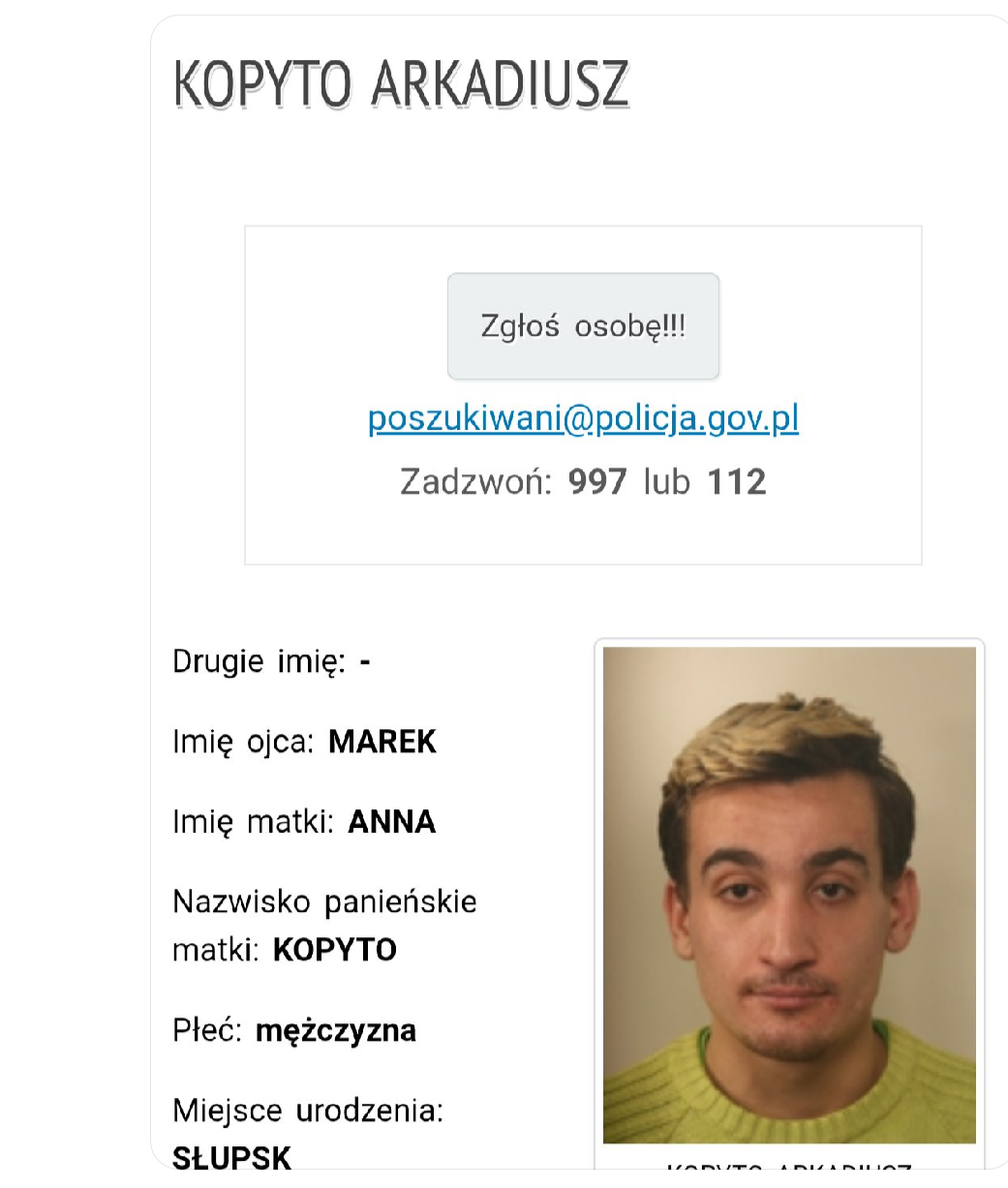 Read more about the article Poszukiwany za oszustwa na BLIKA Arkadiusz KOPYTO